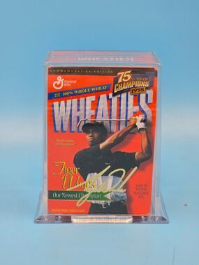 TIGER WOODS MINI WHEATIES BOX 75 YRS OF CHAMPIONS 1998 24K GOLD SIGNATURE